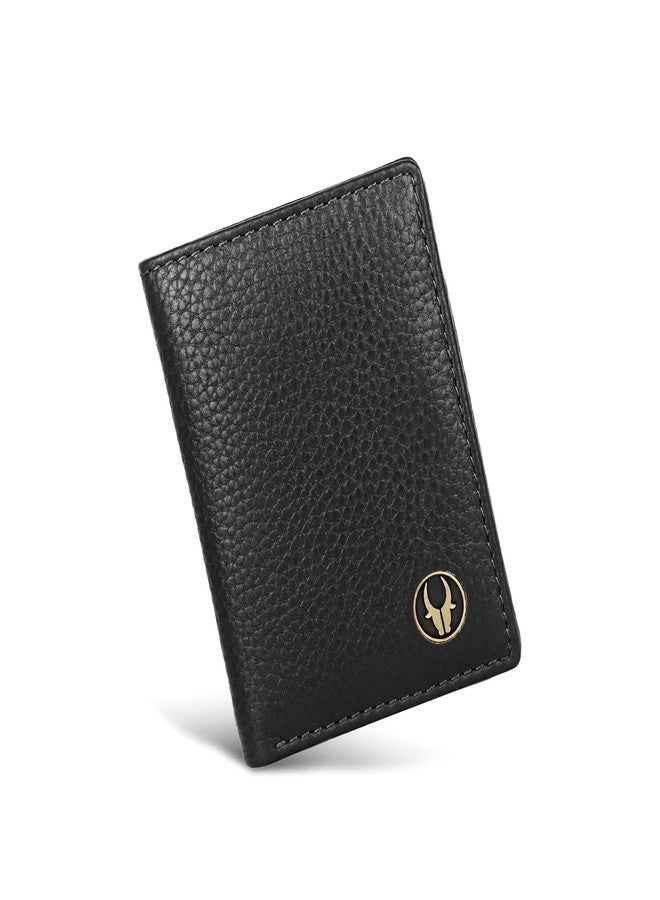 WildHorn RFID Protected Genuine Leather Wallet for Men I 4 Card Slots I 2 Slip Pockets I 1 Currency Compartment (Black) - Image 1